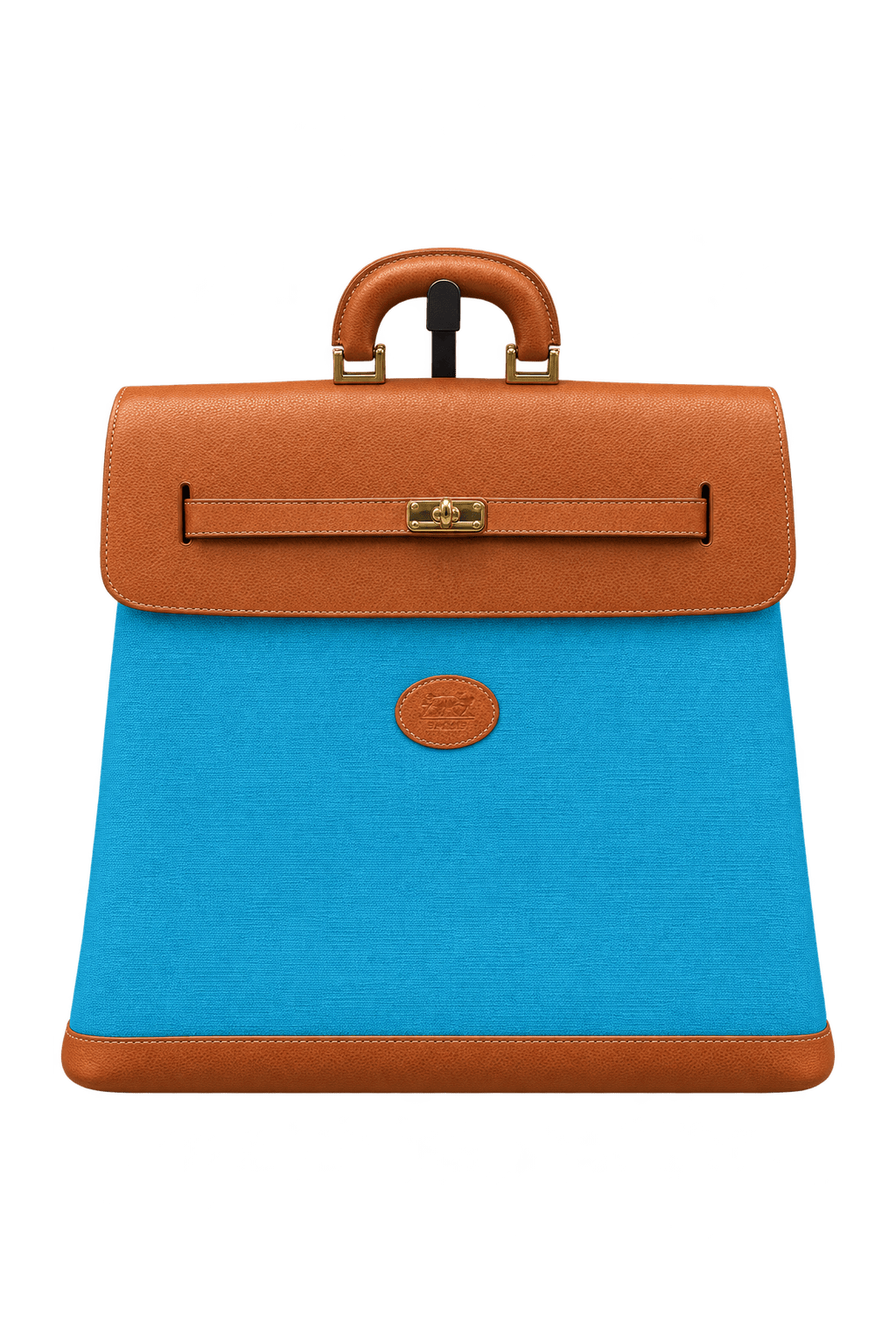 1980s Blue Canvas Leather Bag - Front View