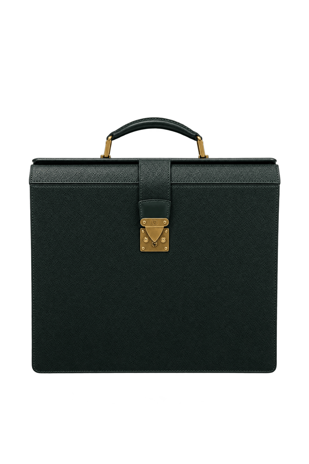 1980s Dark Green Leather Bag - Front View