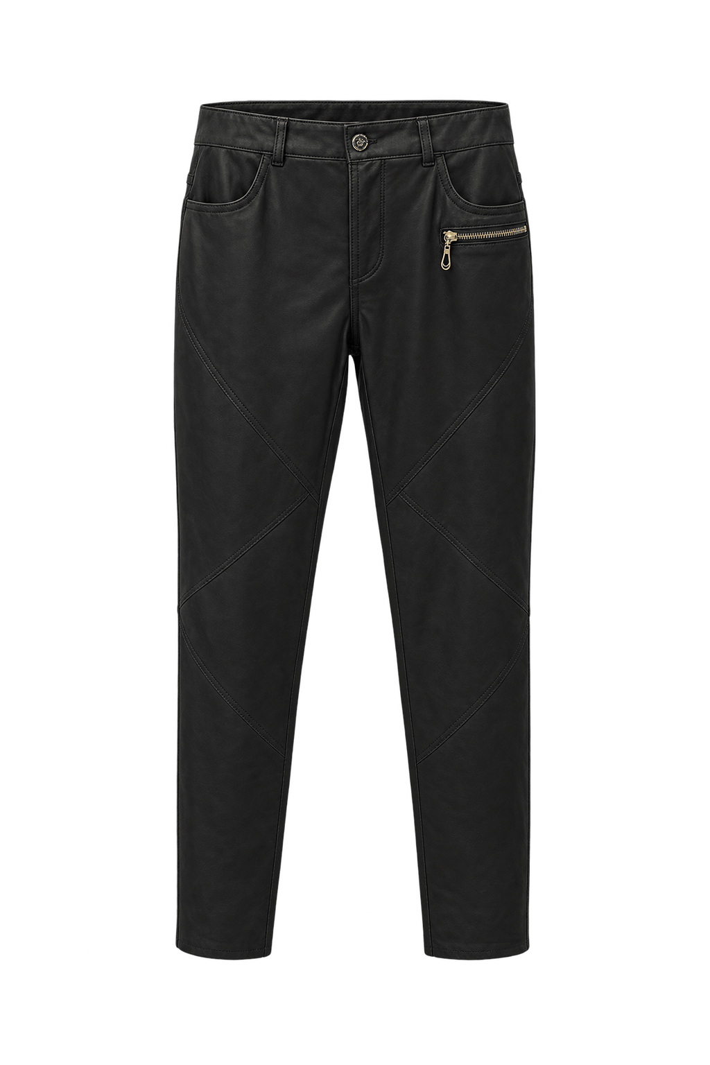 1990s Black Leather Pants - Front View
