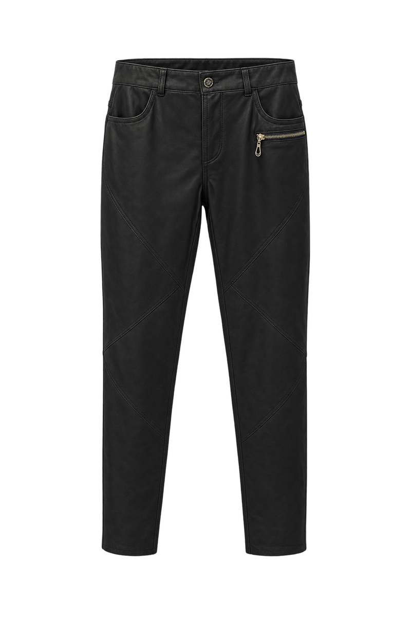 1990s Black Leather Pants - Front View