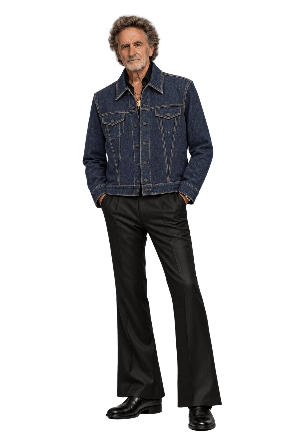 1970s Dark Indigo Denim Jacket - Model