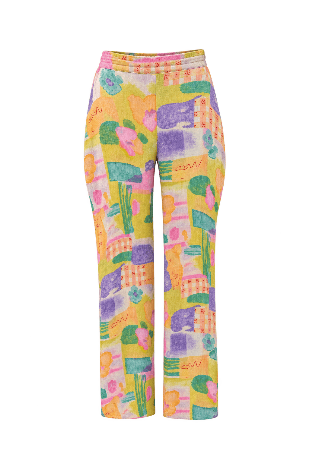 1980s Multicolor Cotton Blend Pants - Front View