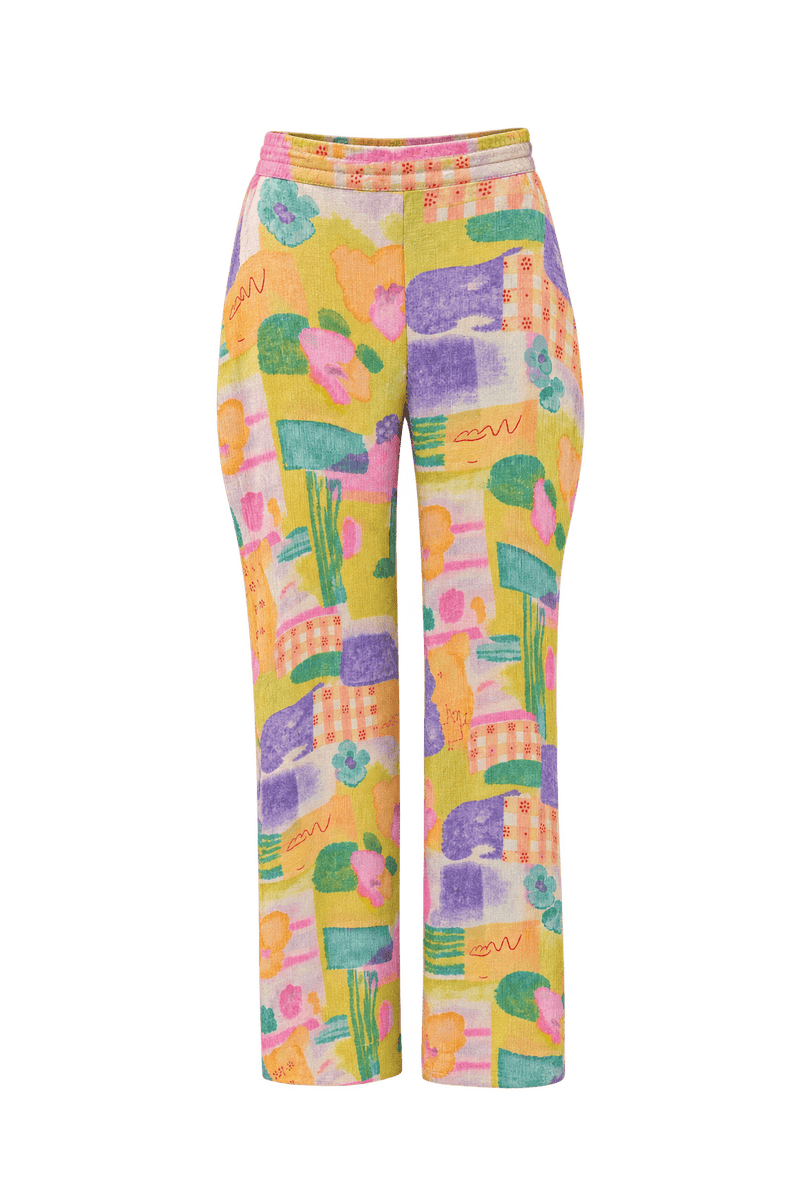 1980s Multicolor Cotton Blend Pants - Front View