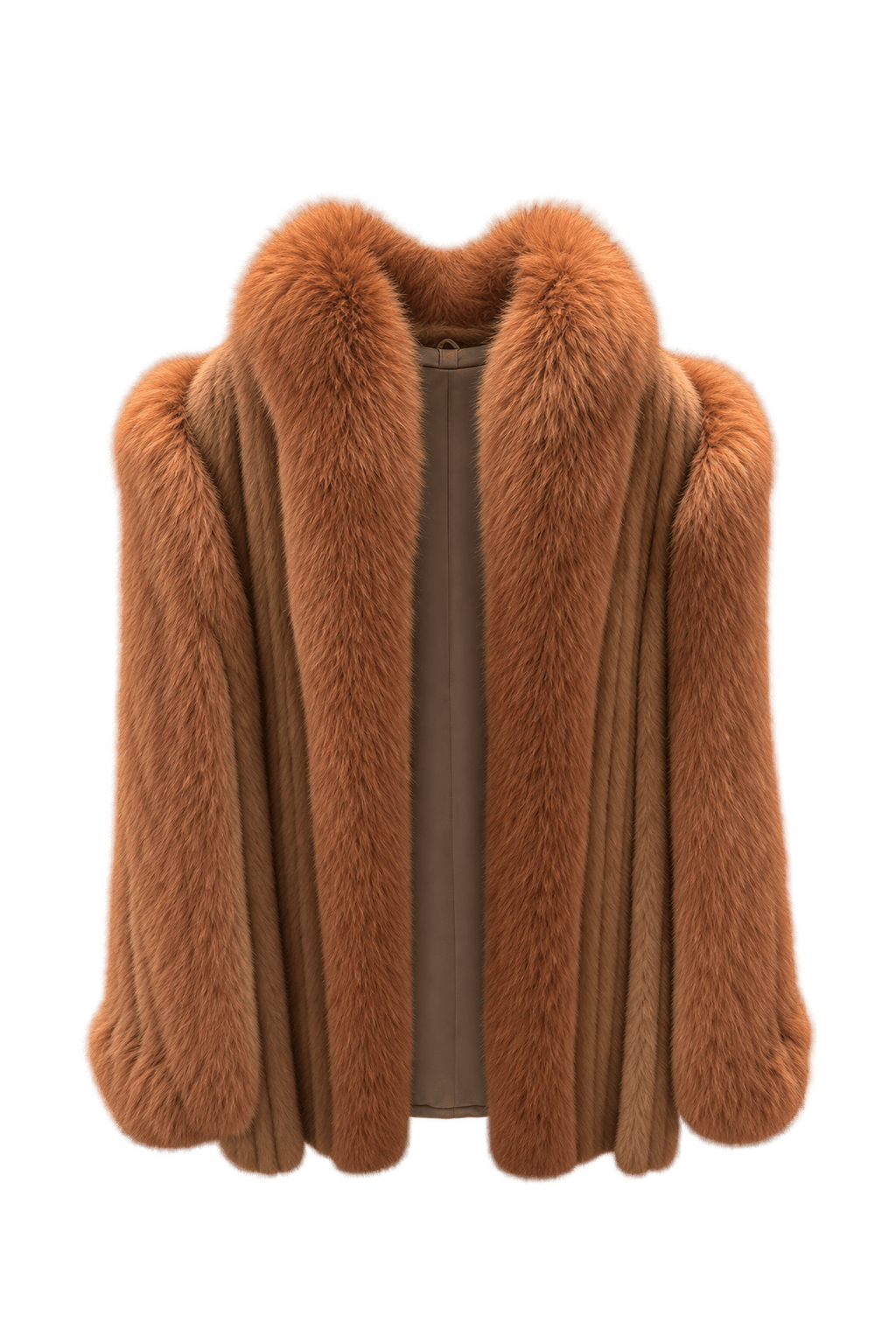 1980s Rust Orange Fur Coat - Front View