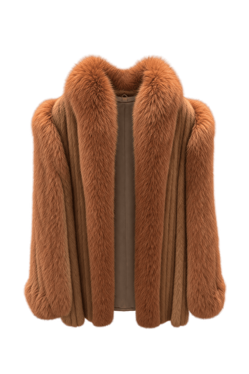 1980s Rust Orange Fur Coat - Front View