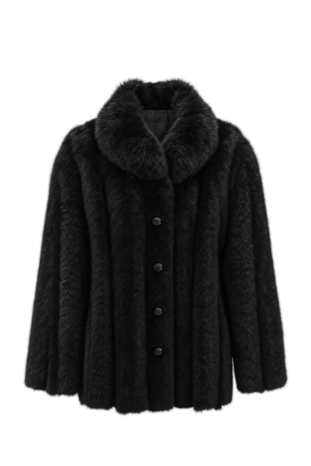 1980s Black Fur Coat - Front View