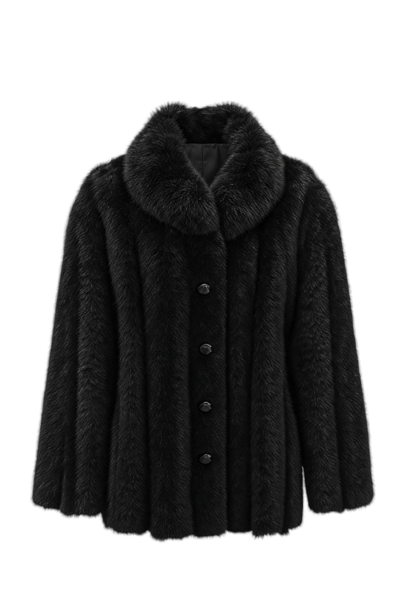 1980s Black Fur Coat - Front View