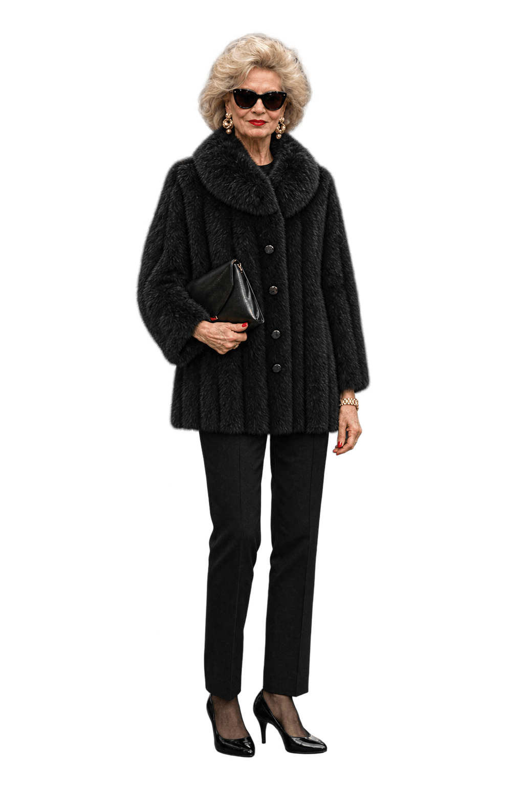 1980s Black Fur Coat - Model