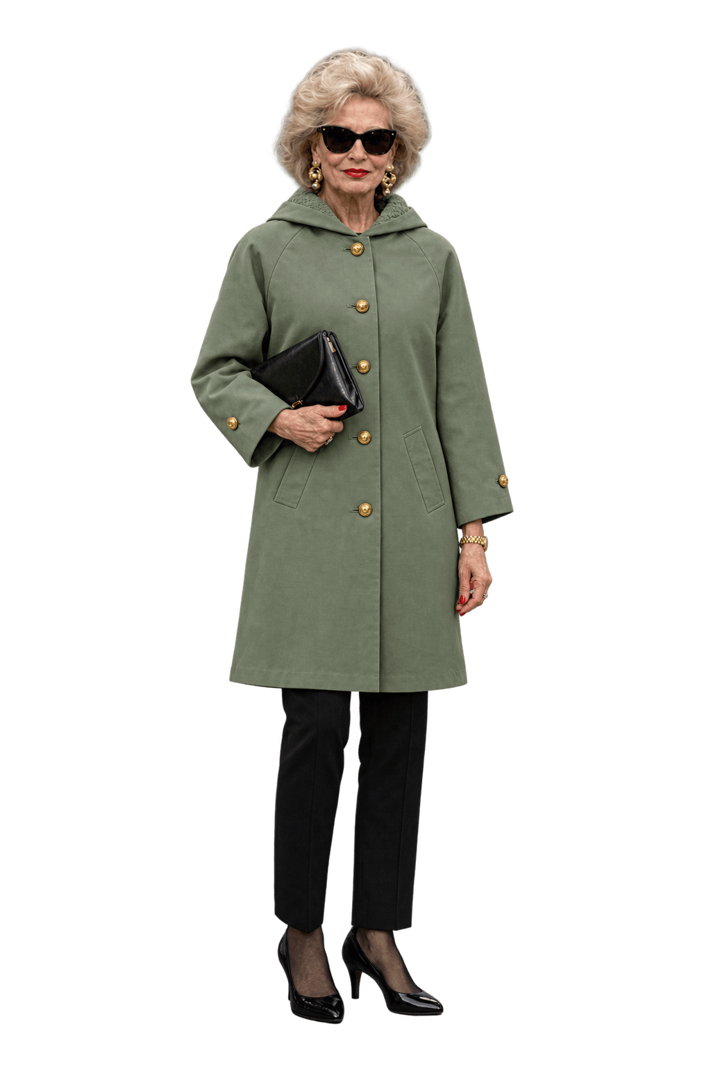 1980s Sage Green Cotton Coat - Model