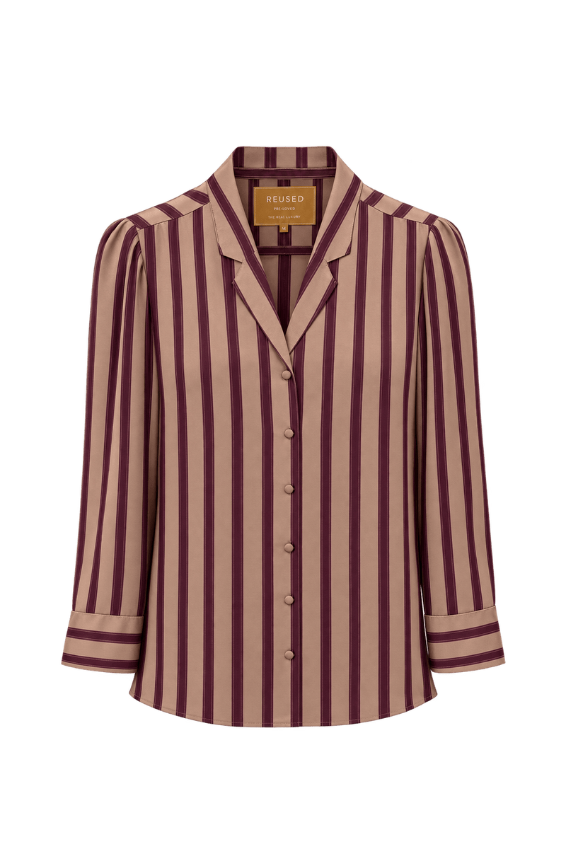 1970s Brown Silk Blouse - Front View