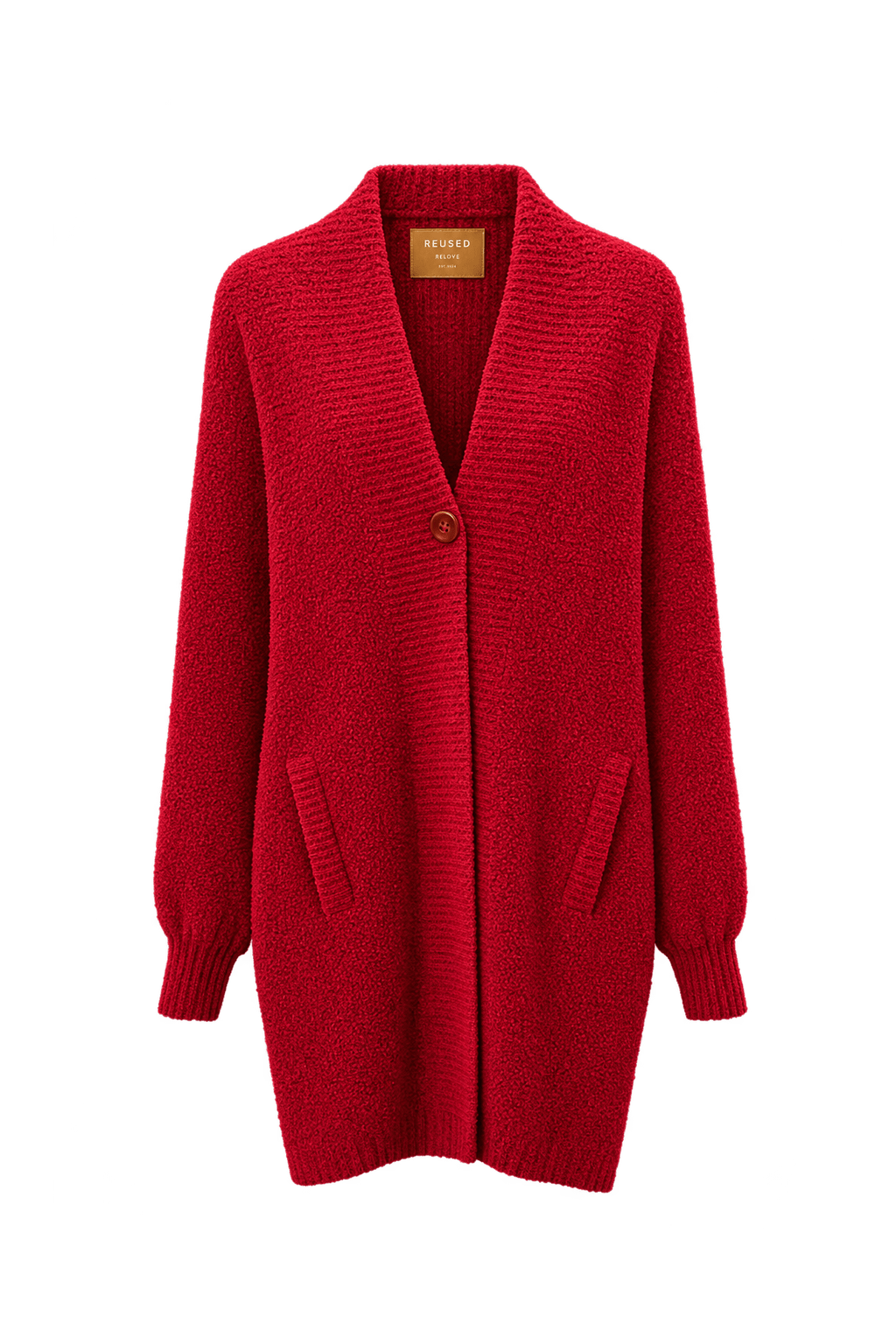 1980s Red Wool Cardigan - Front View