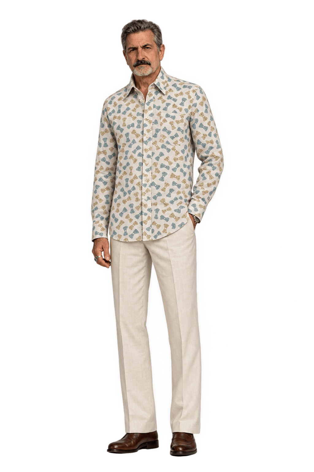 1980s Cream Cotton Shirt - Model