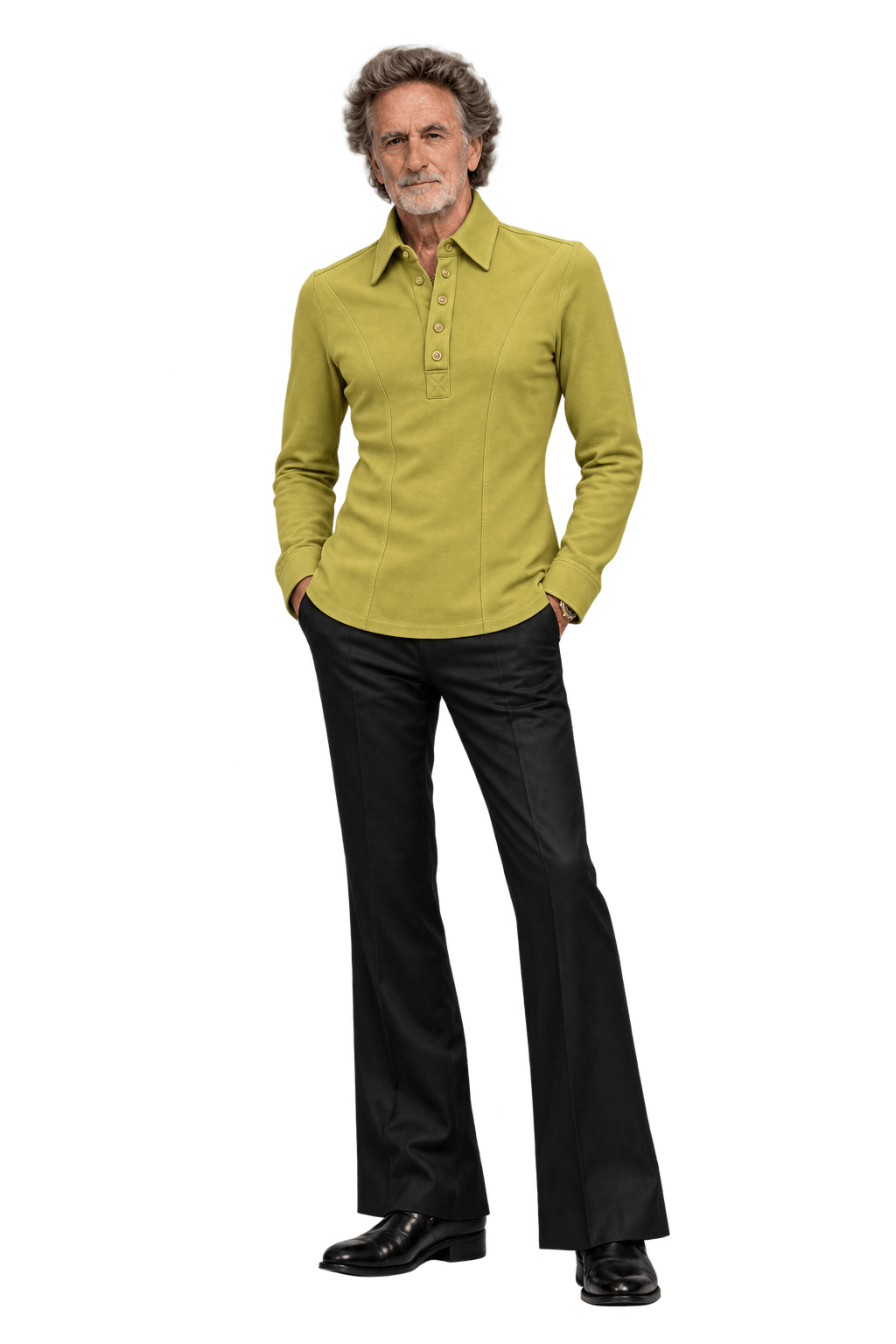 1970s Mustard Yellow Polyester Polo - Model