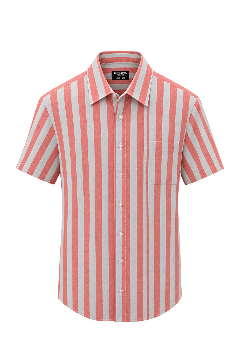 1980s Red White Cotton Shirt - Front View