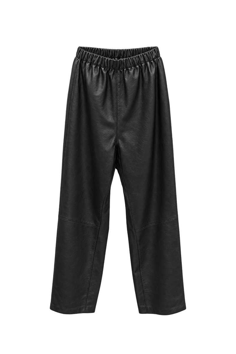 1980s Black Leather Pants - Front View