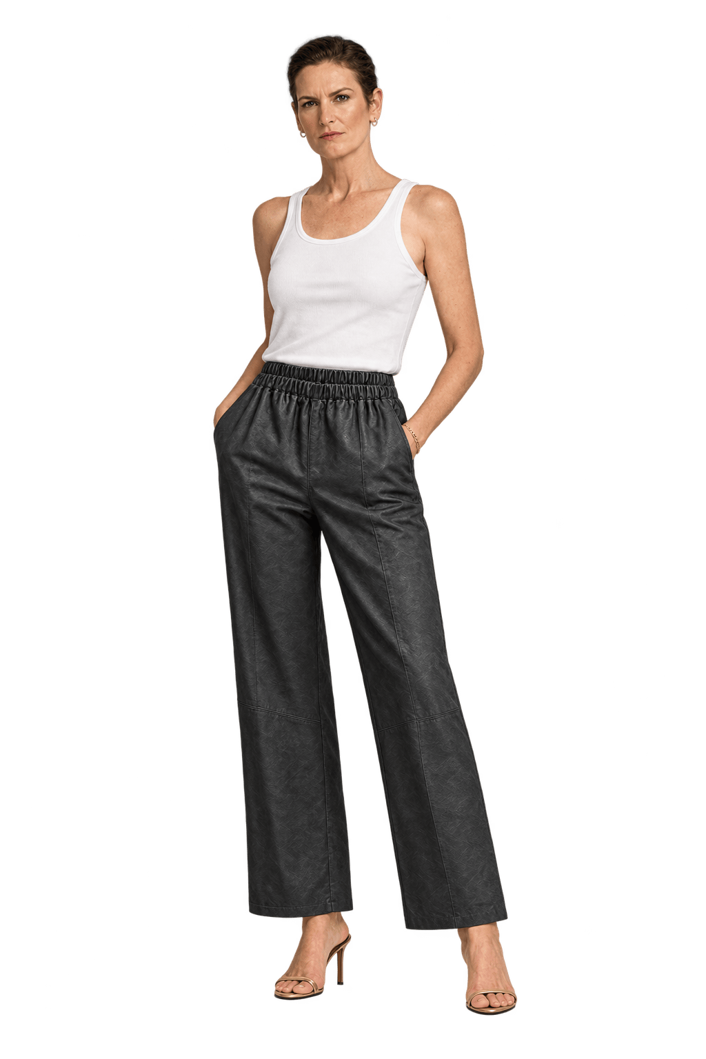 1980s Black Leather Pants - Model