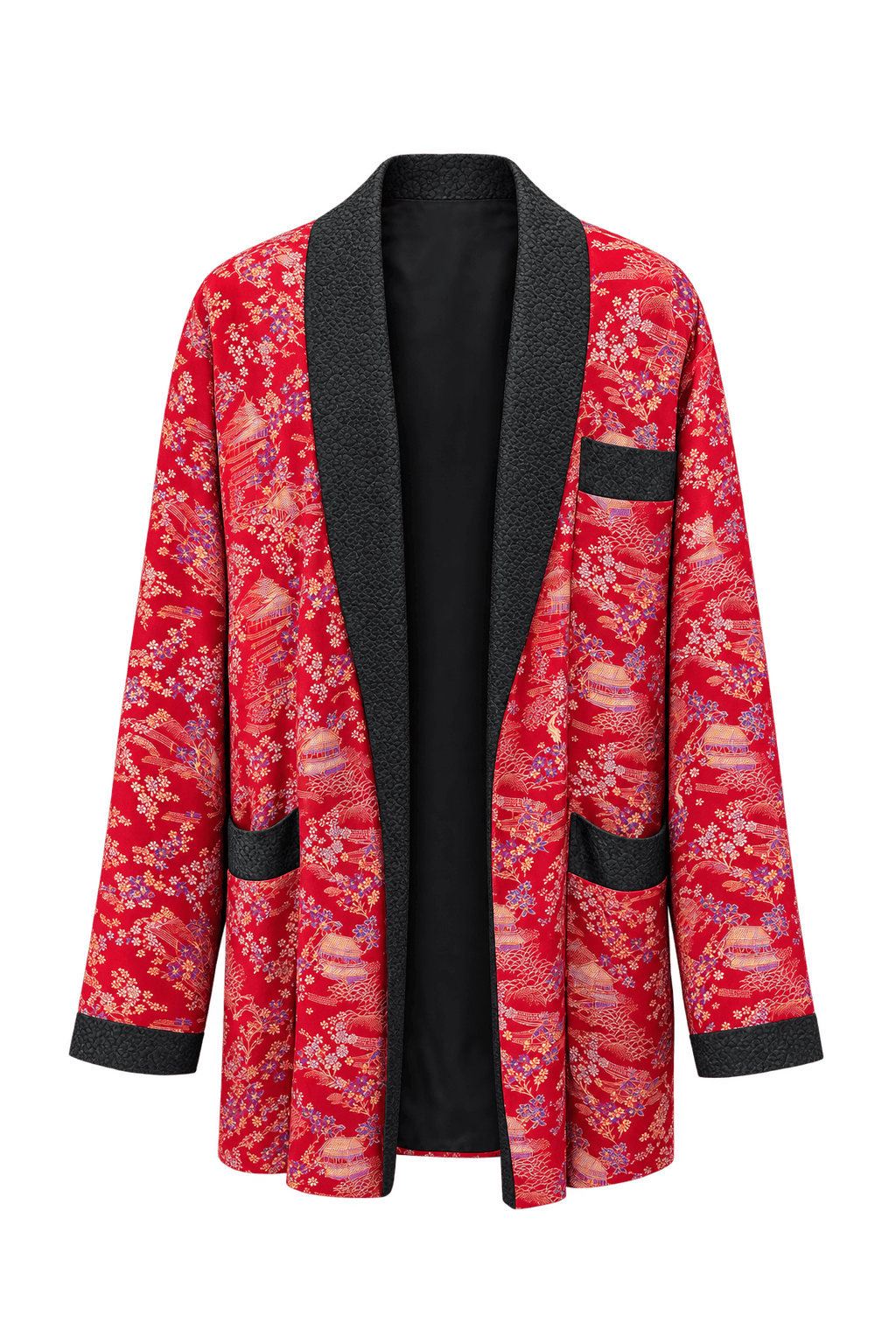 1980s Red Silk Jacket - Front View