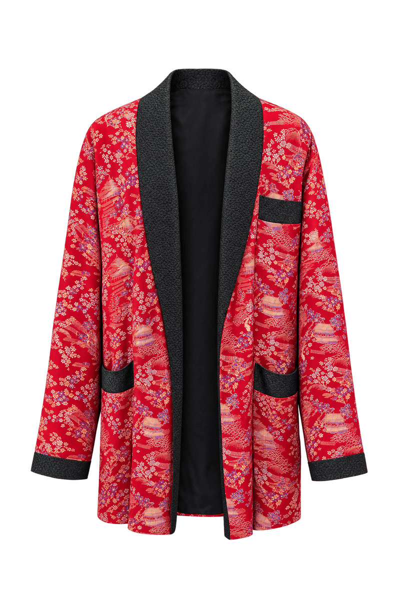 1980s Red Silk Jacket - Front View
