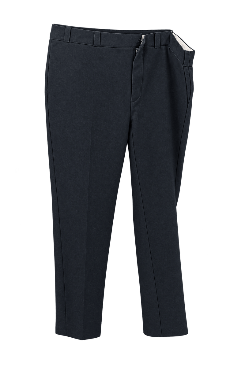 1980s Dark Navy Cotton Trousers - Front View