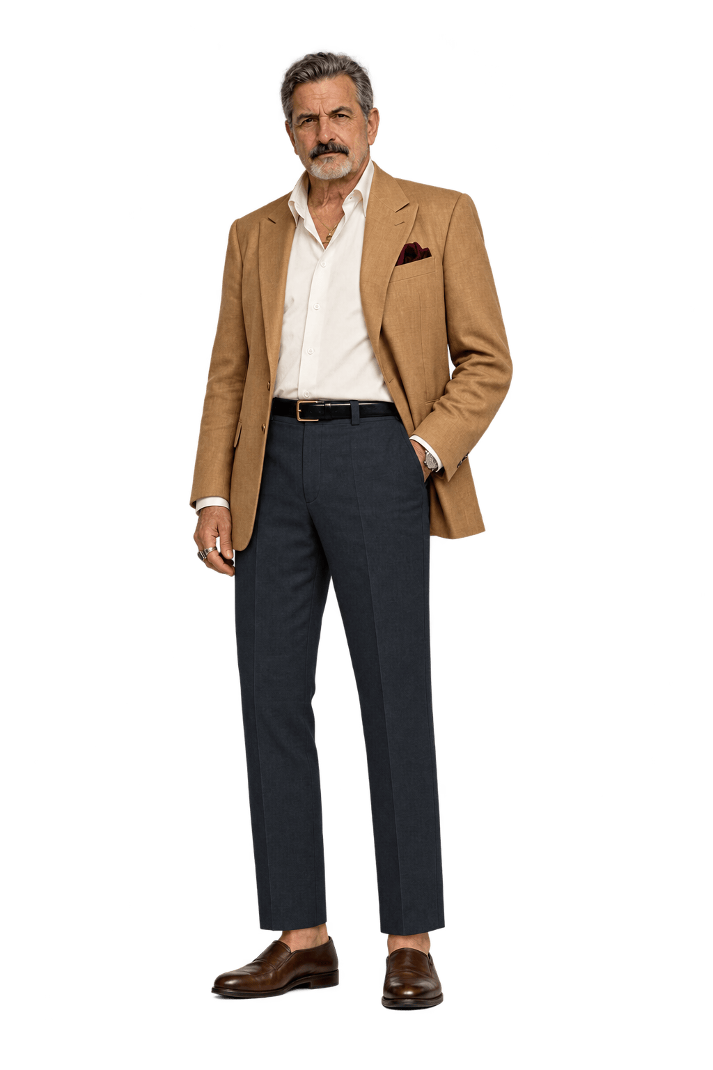 1980s Dark Navy Cotton Trousers - Model