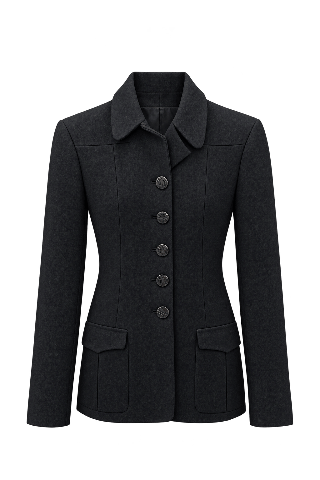 1980s Black Wool Blazer - Front View
