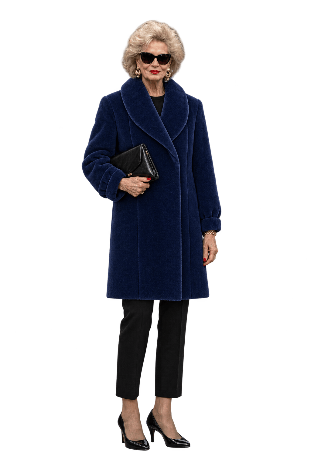 1990s Deep Blue Velvet Coat - Model