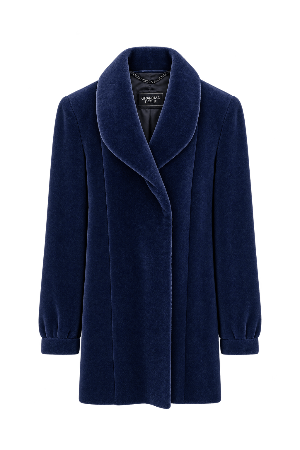 1990s Deep Blue Velvet Coat - Front View