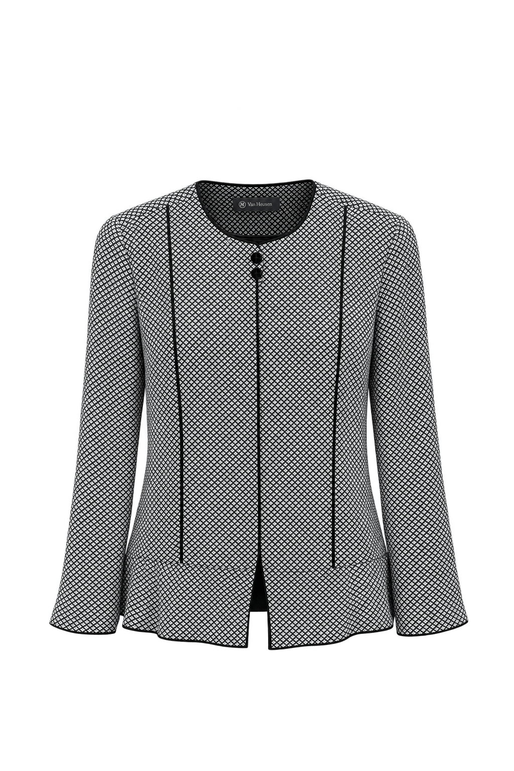 1980s Black and White Silk Jacket - Front View