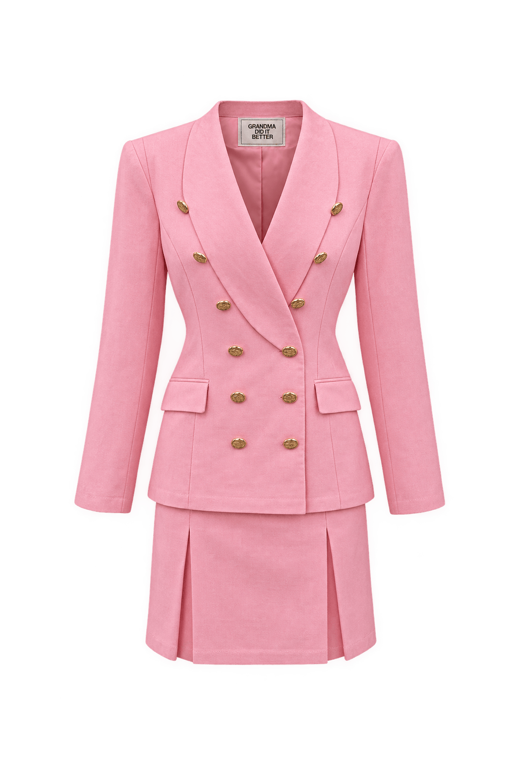 1980s Pink Cotton Skirt Suit - Front View
