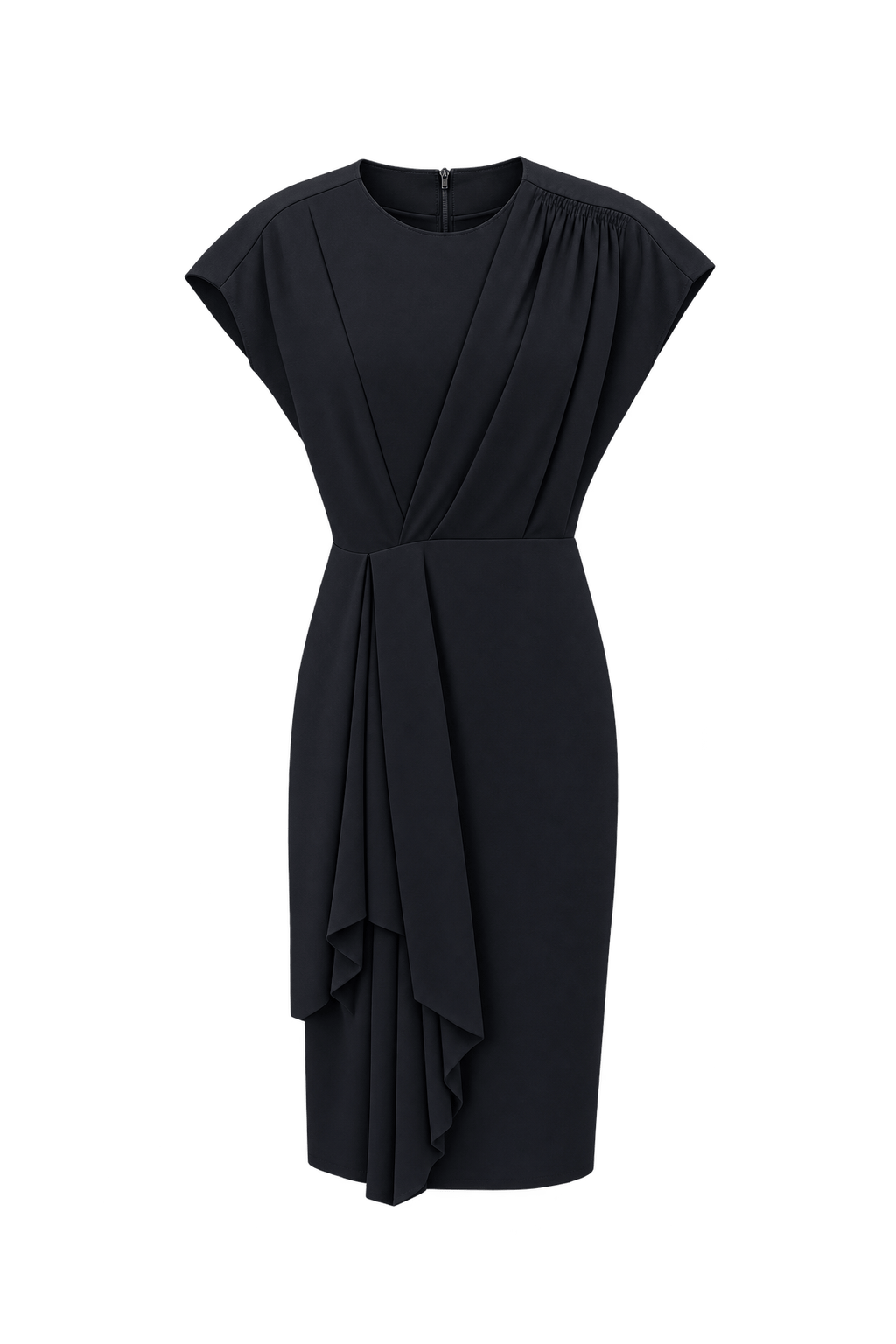 1980s Black Silk Dress - Front View