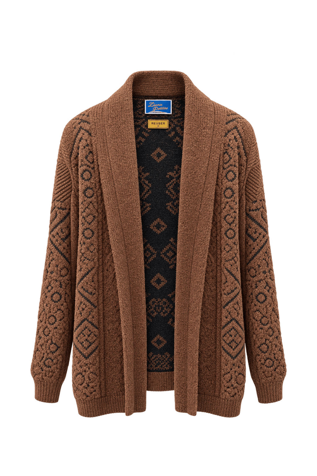 1990s Brown Wool Cardigan - Front View