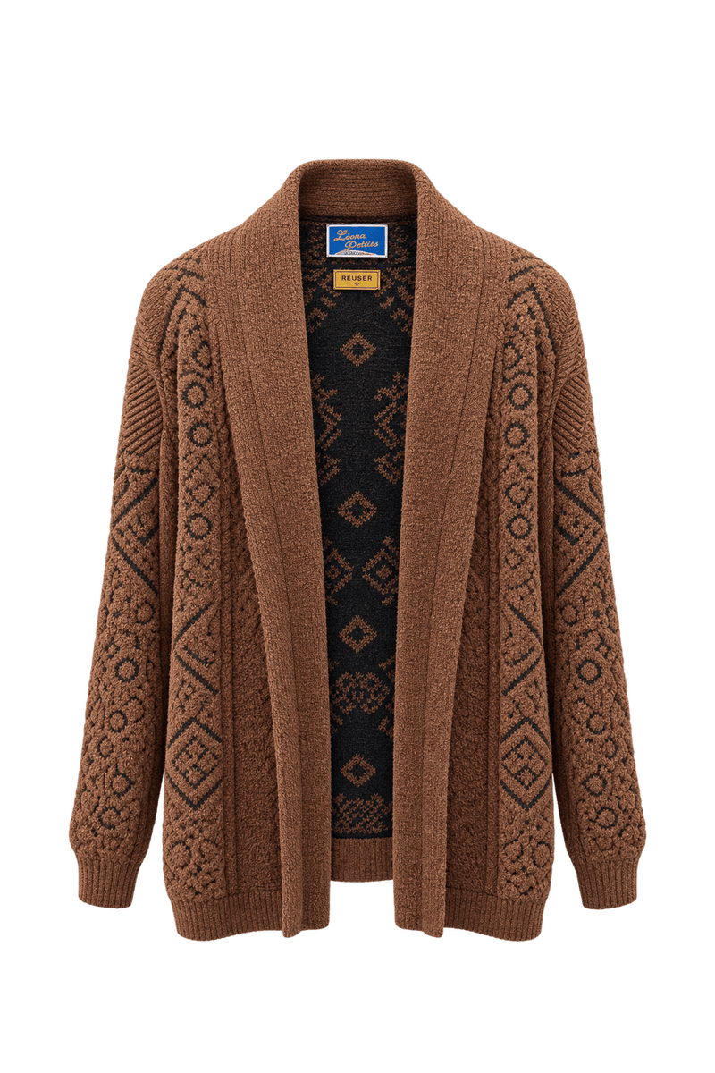 1990s Brown Wool Cardigan - Front View