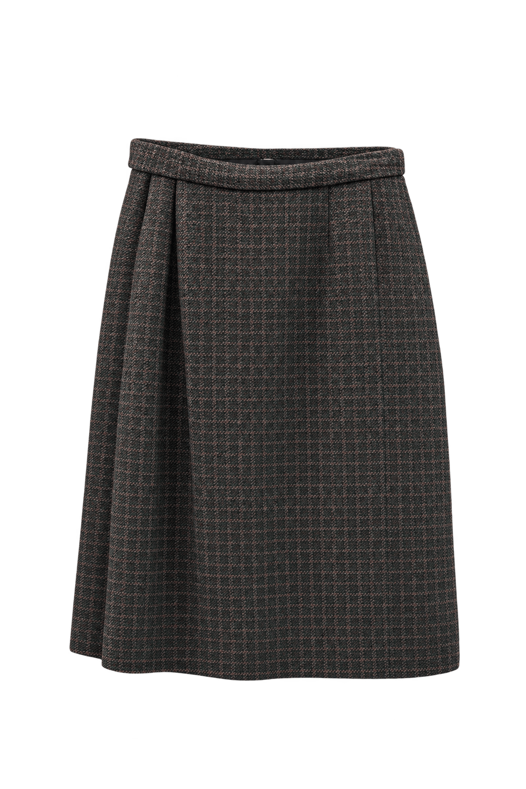 1960s Dark Green Wool Skirt - Front View