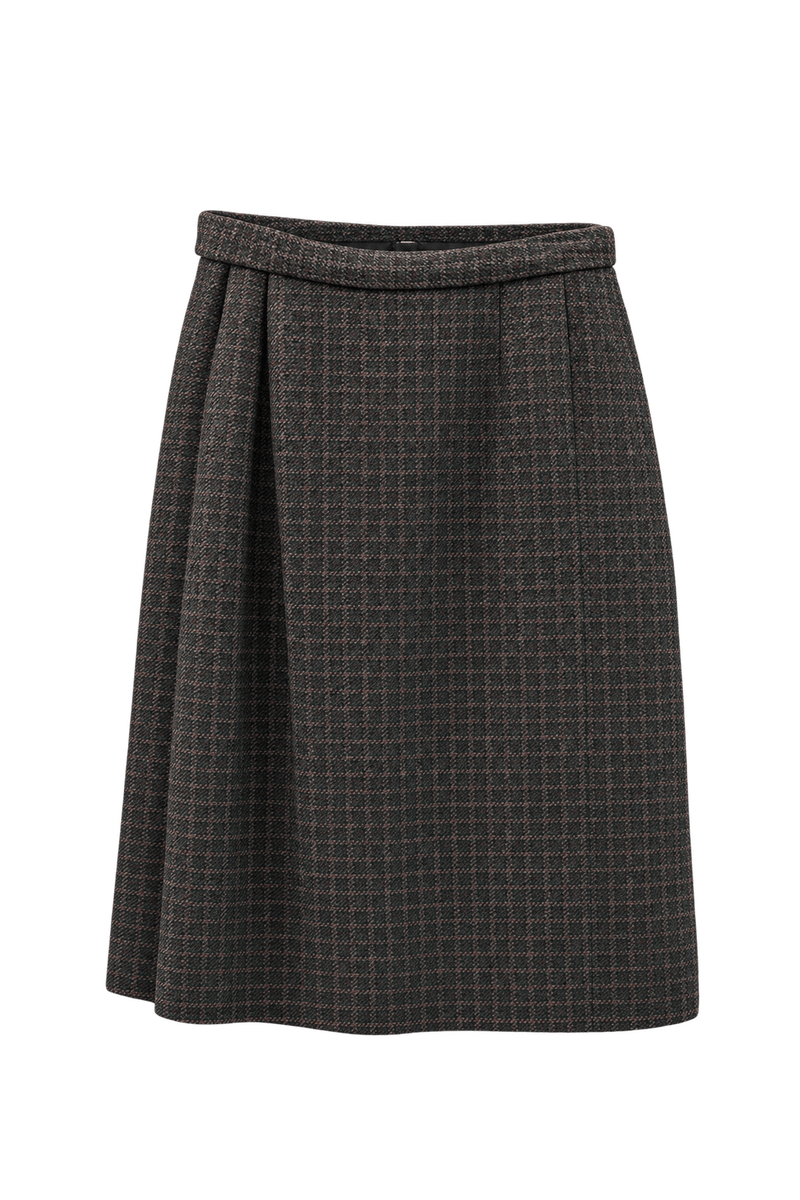 1960s Dark Green Wool Skirt - Front View