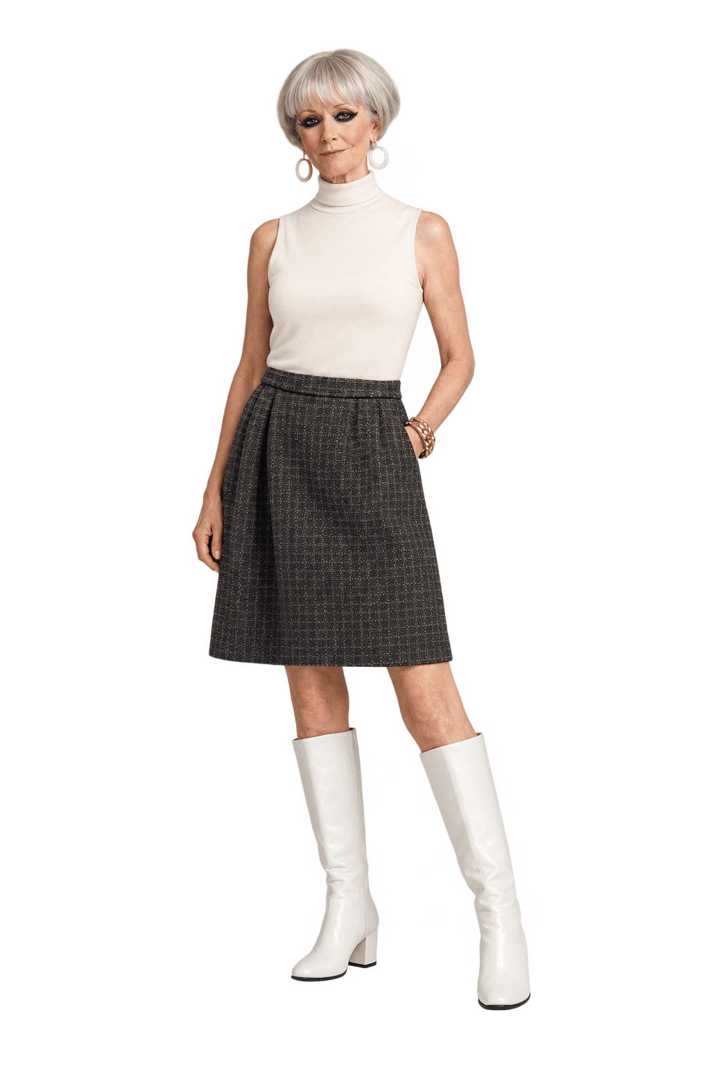 1960s Dark Green Wool Skirt - Model
