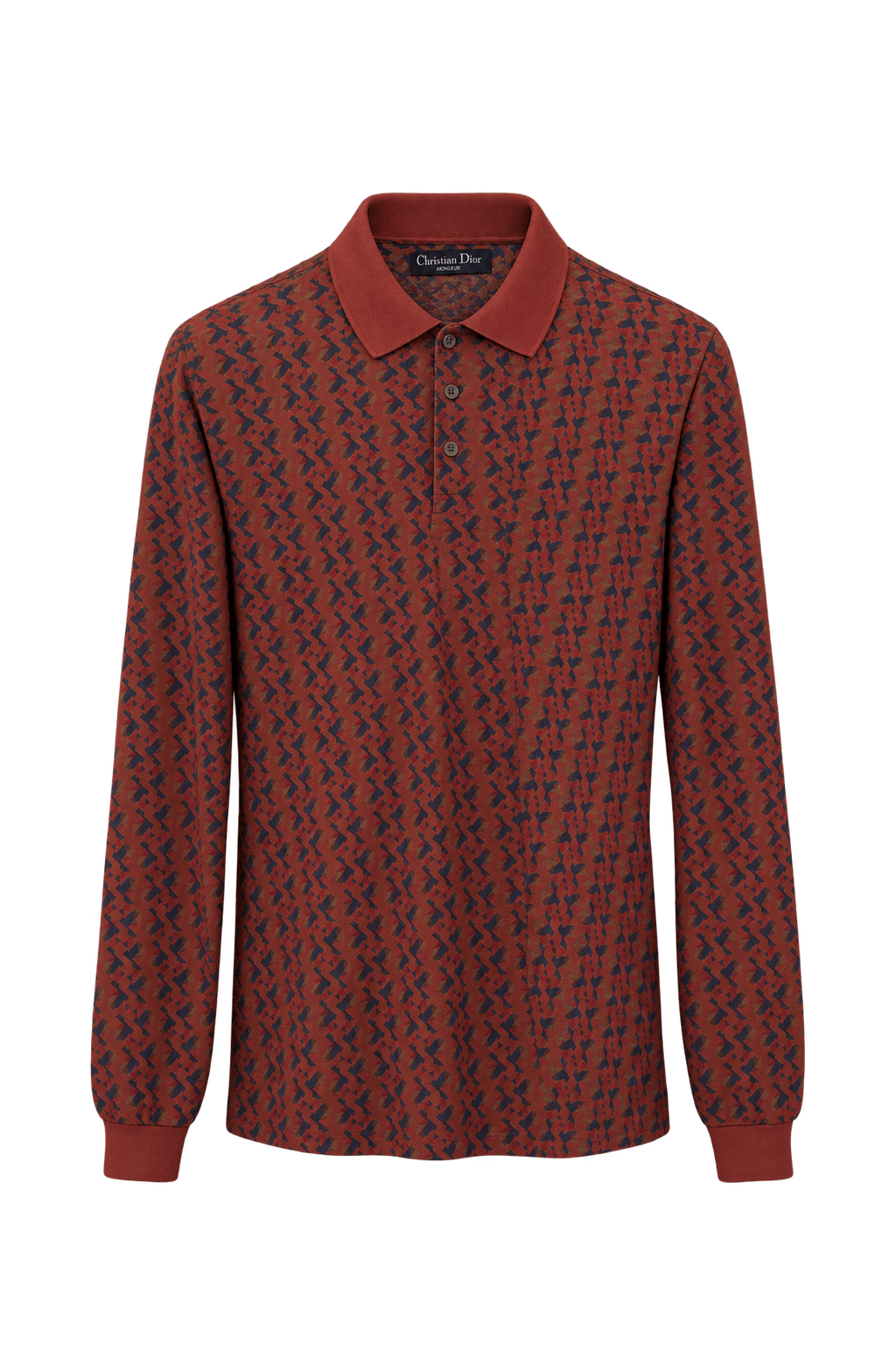 1980s Rust Red Synthetic Blend Polo - Front View