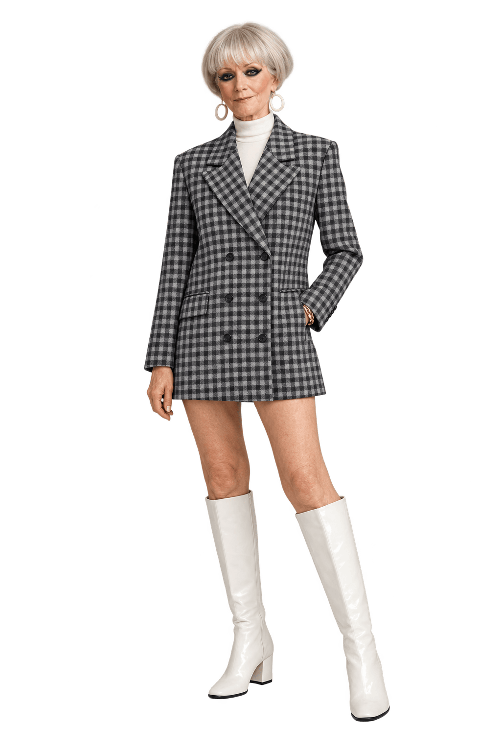1960s Black and White Wool Jacket - Model