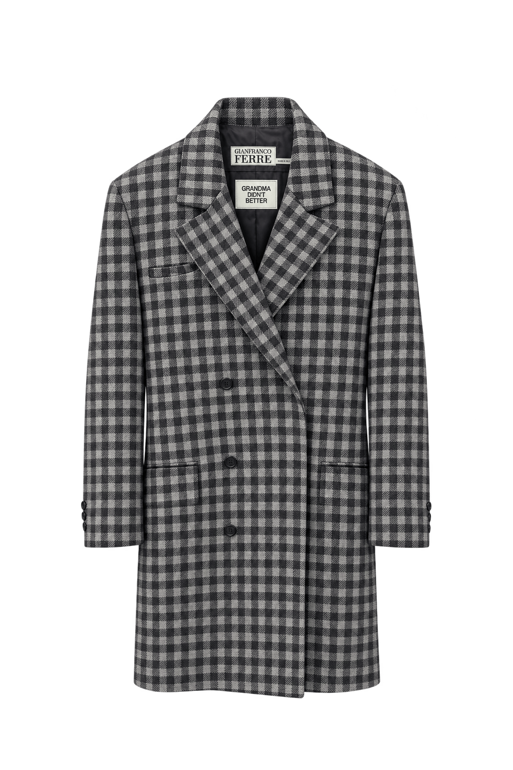 1960s Black and White Wool Jacket - Front View
