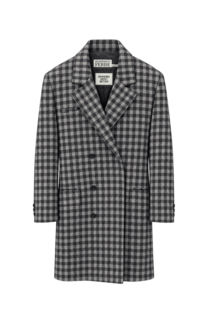 1960s Black and White Wool Jacket - Front View