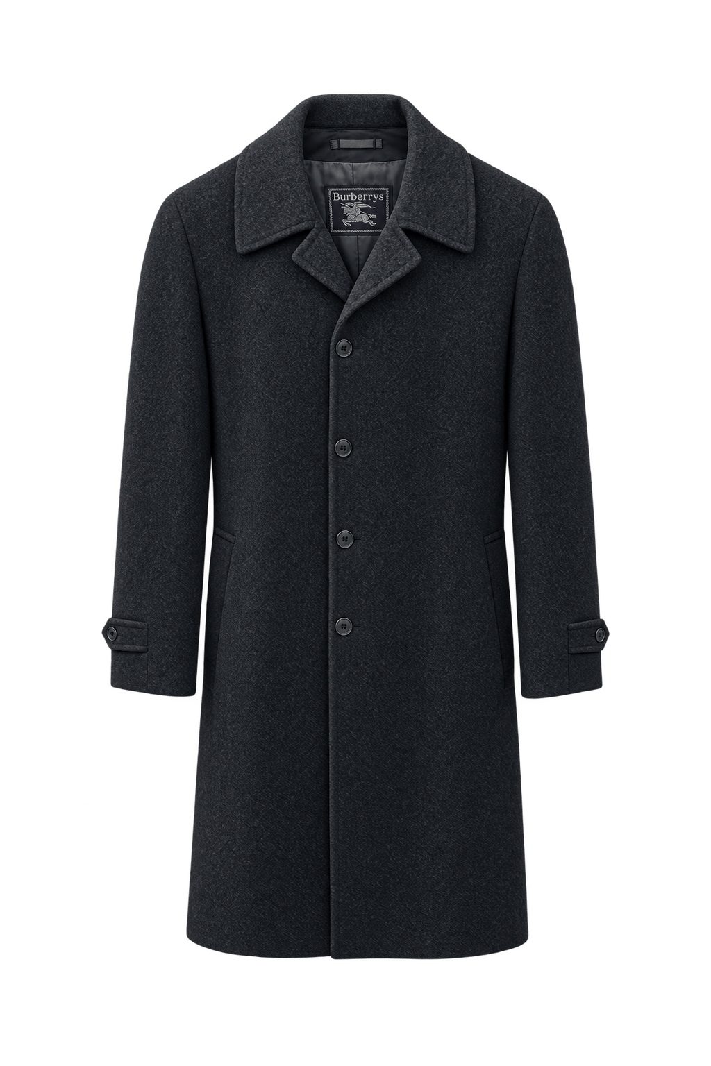 1990s Dark Gray Wool Blend Coat - Front View