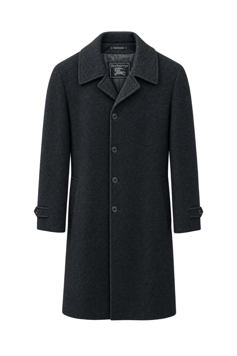 1990s Dark Gray Wool Blend Coat - Front View