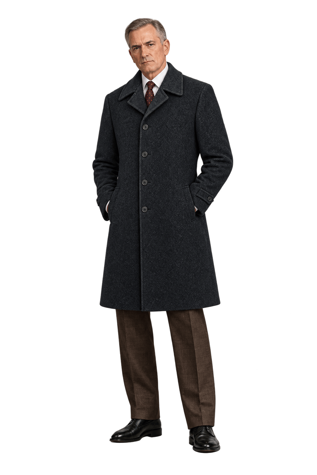 1990s Dark Gray Wool Blend Coat - Model
