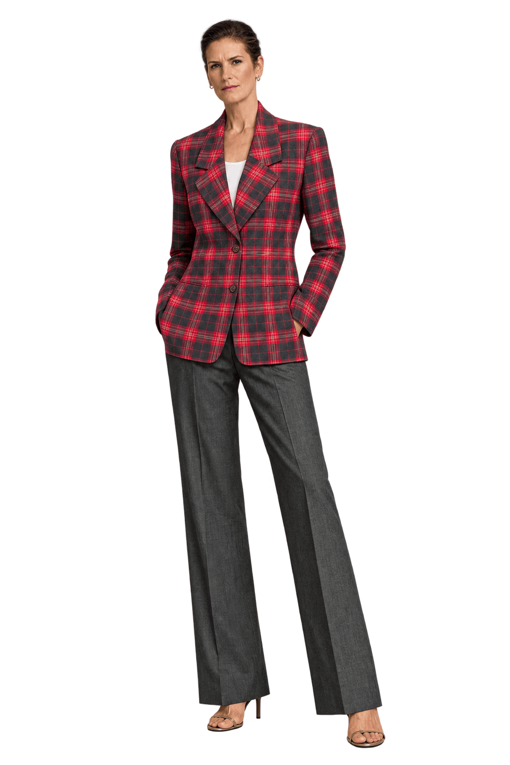1990s Red Wool Blend Blazer - Model