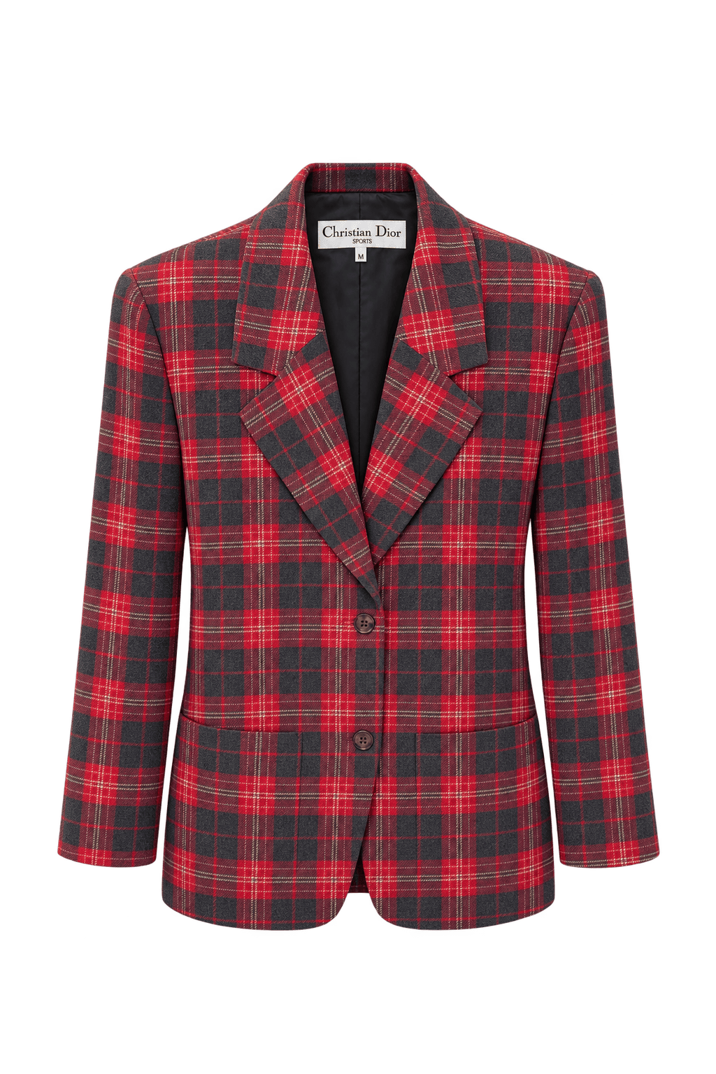 1990s Red Wool Blend Blazer - Front View