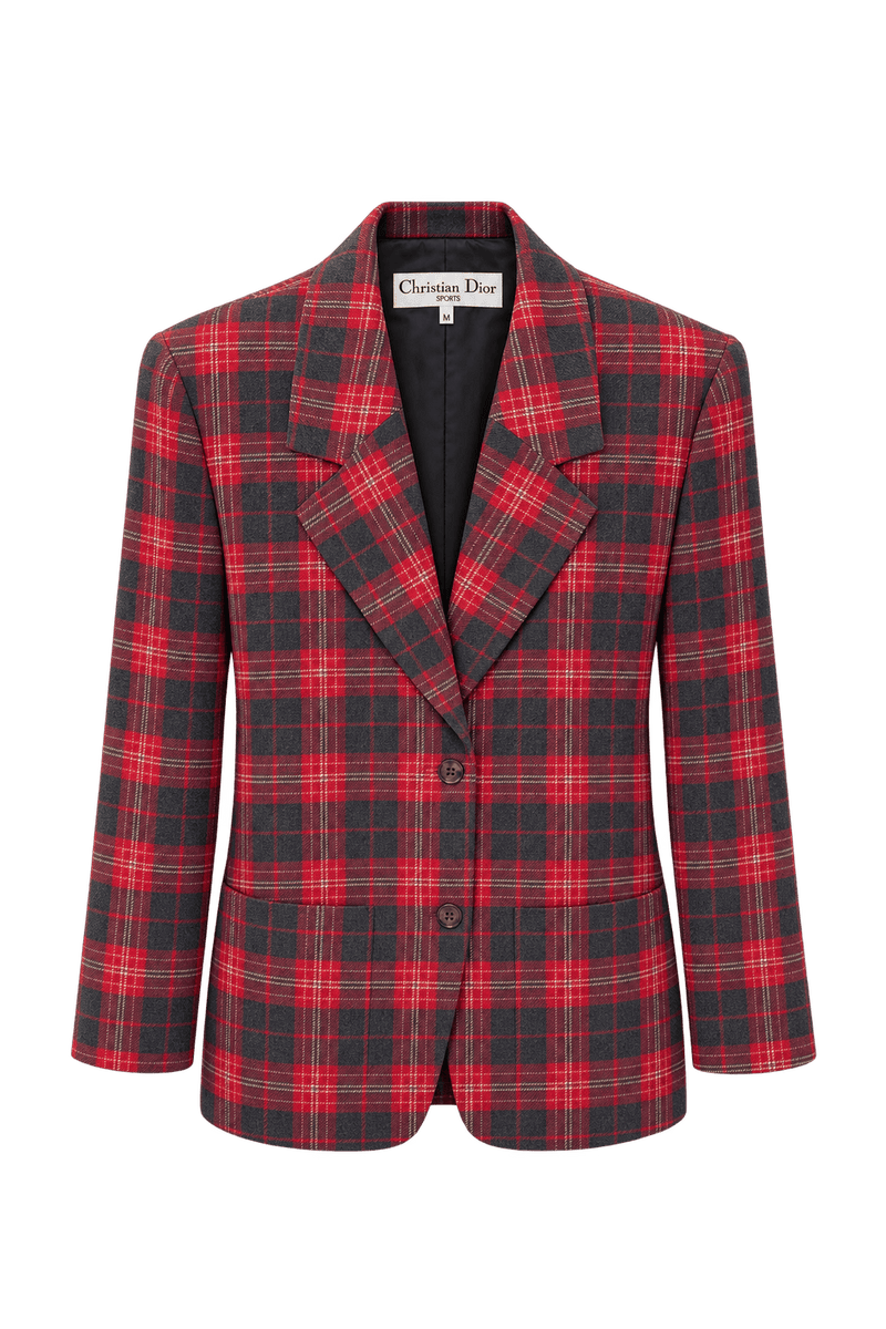 1990s Red Wool Blend Blazer - Front View