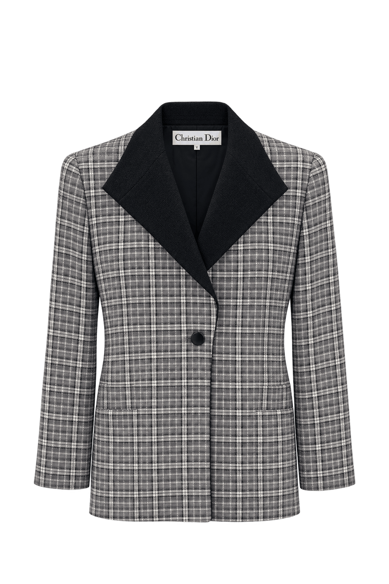1980s Black Wool Blazer - Front View