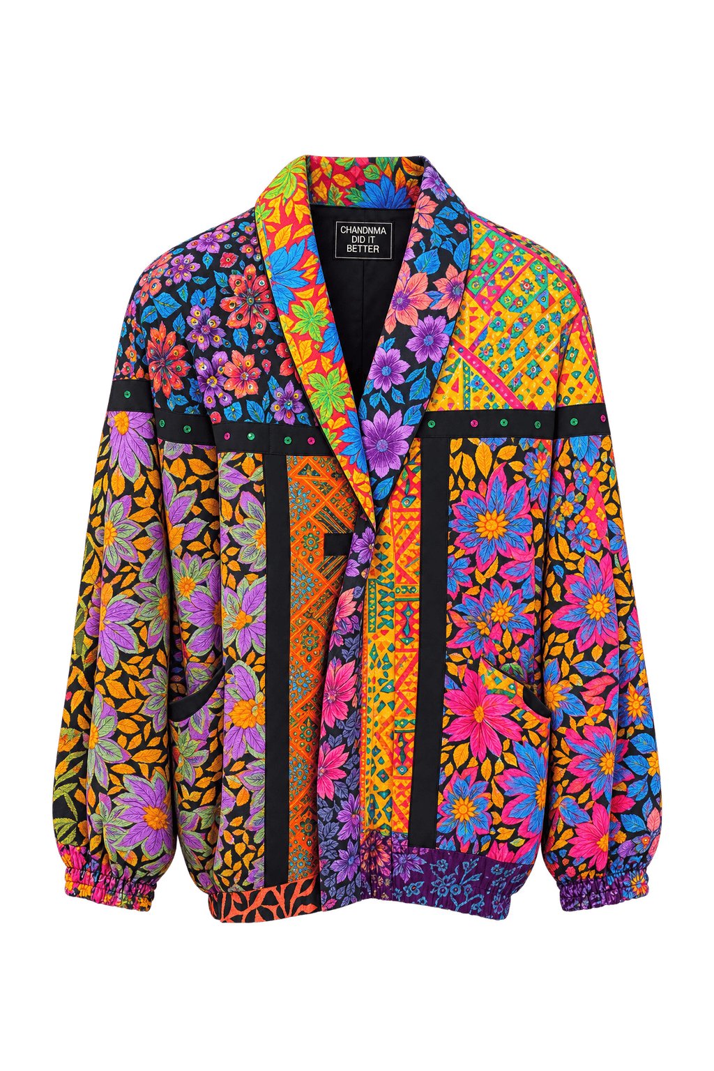 1990s Multicolor Cotton Blend Jacket - Front View