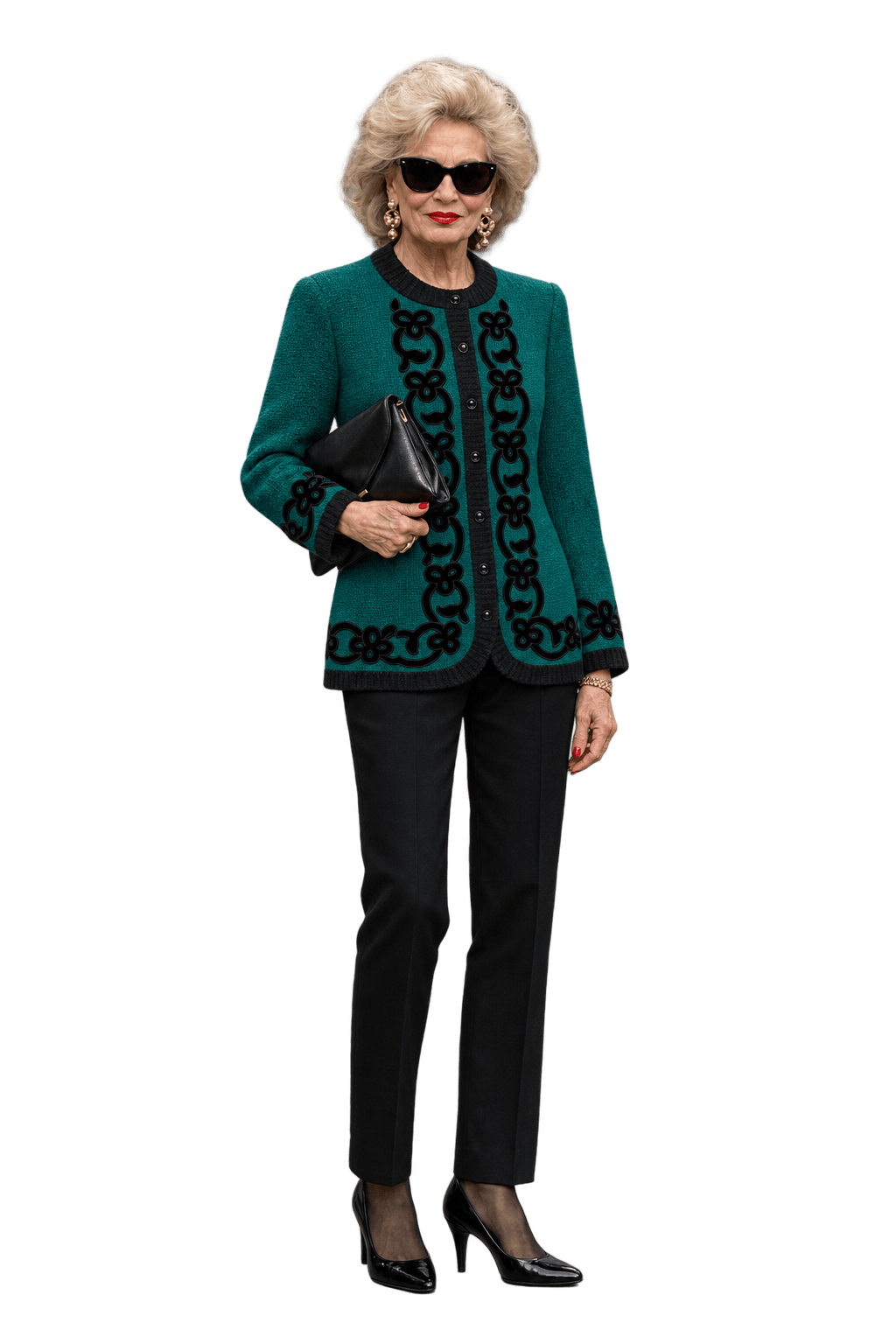 1980s Emerald Green Wool Cardigan - Model