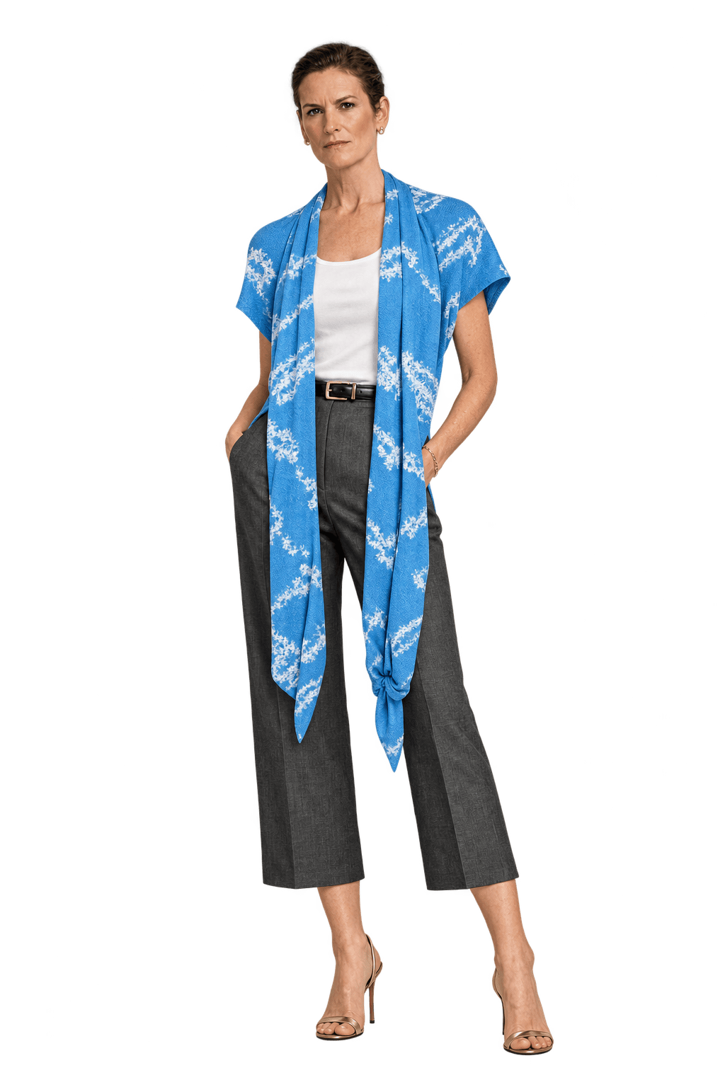 1990s Sky Blue Synthetic Blend Dress - Model