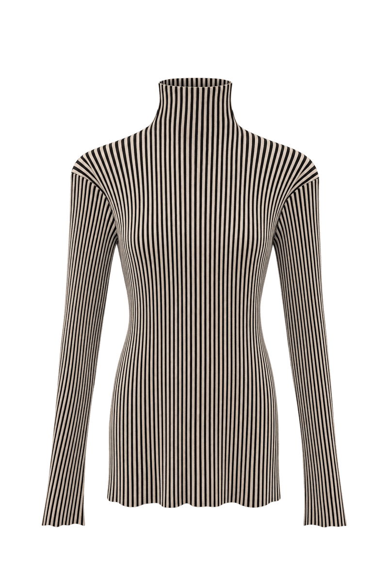 1990s Black White Synthetic Blend Sweater - Front View